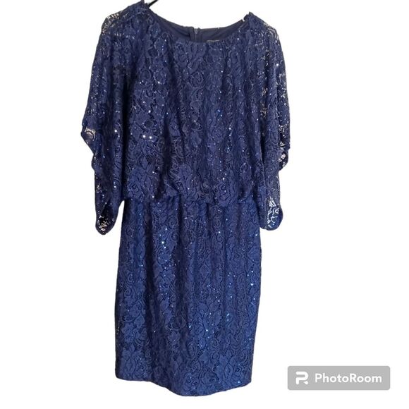 NWT Jessica Howard  Rhinestone Embellished Blue Lace Special Occasion Dress Sz 8 - Picture 1 of 6